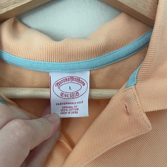 Brooks Brothers Orange Short Sleeve Performance Polo Shirt Men's Large - Picture 4 of 5